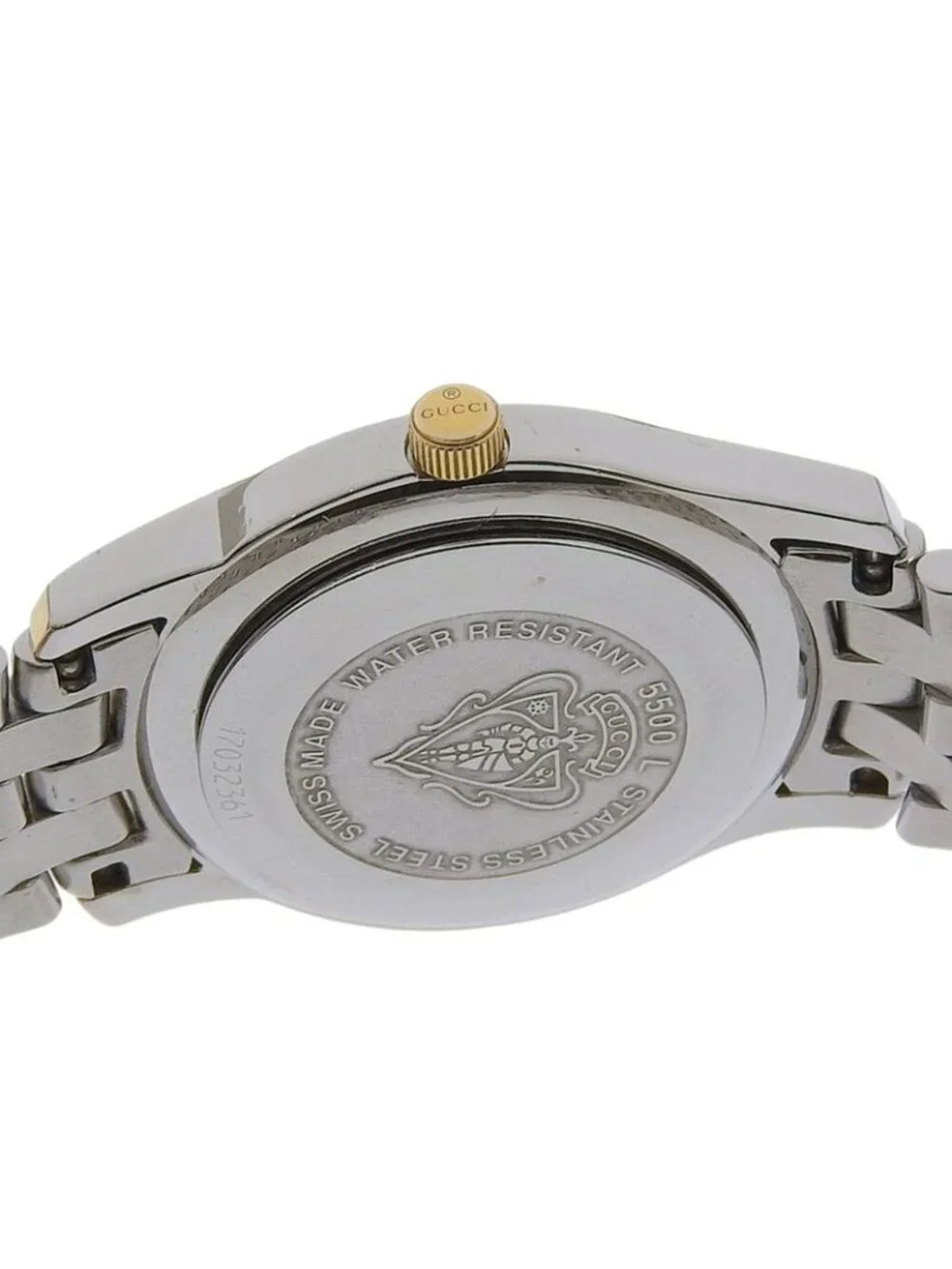 Gucci Stainless Steel Gold Plated Quartz Analog Display White Dial Watch - Picture 6 of 8